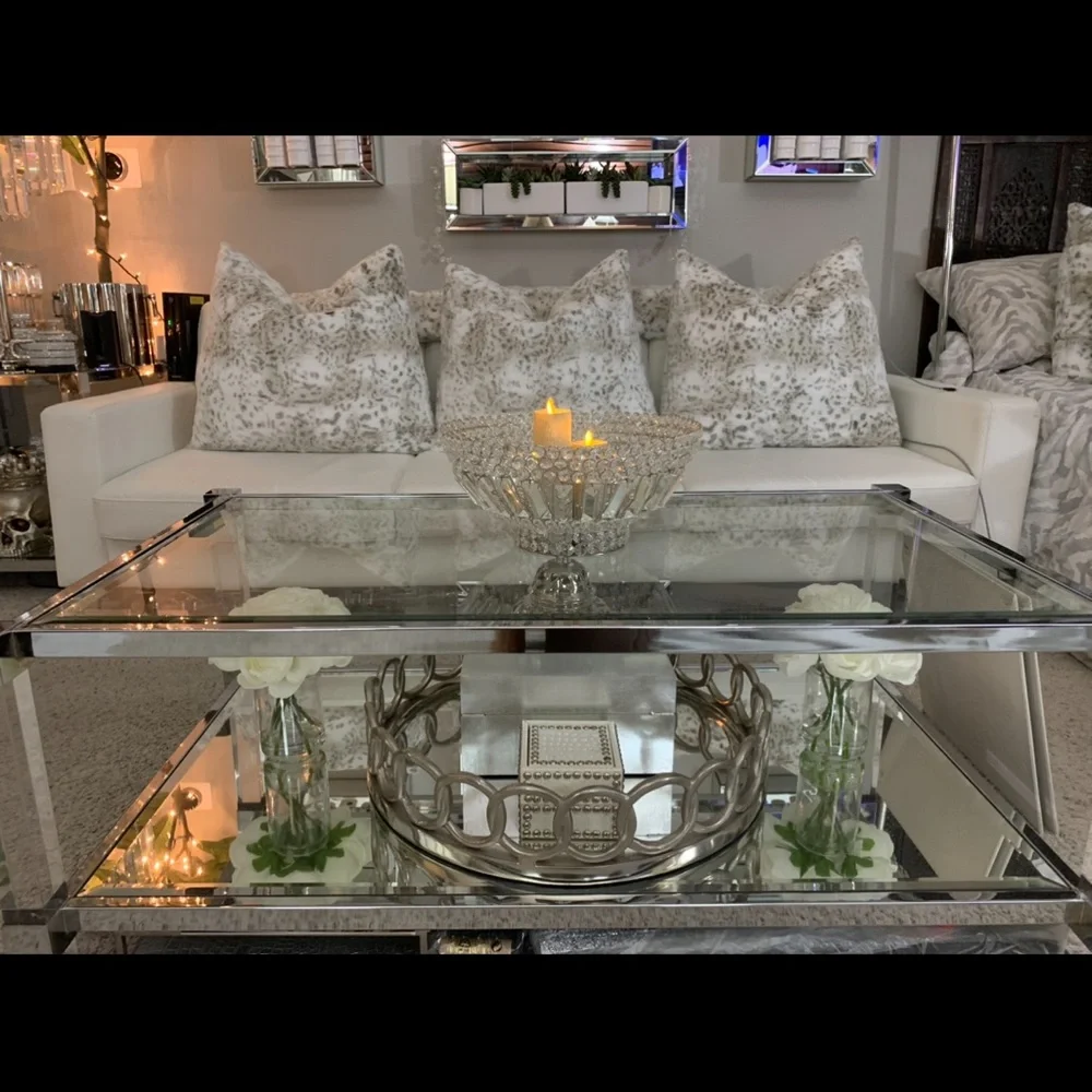 Z Gallerie Silver Glass Coffee AND End Table